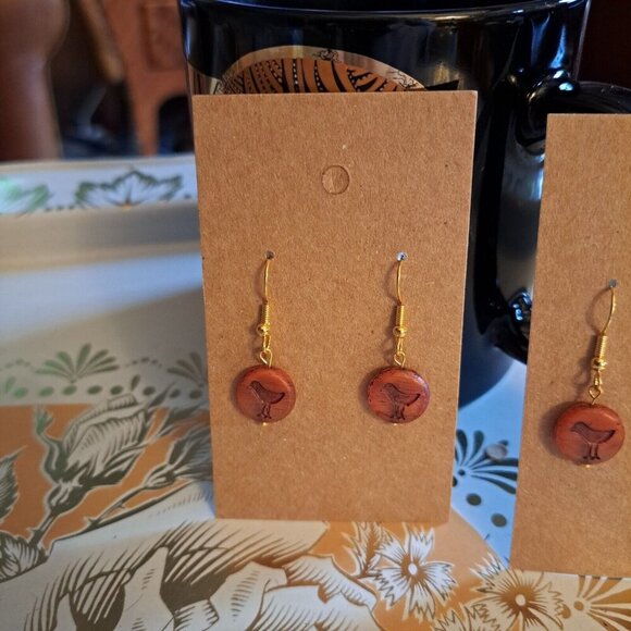 Handmade Czech Glass Bird earrings for women Gold Tone Birds Nature - Picture 5 of 7